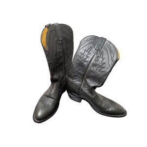 Vtg Nocona Leather Western Cowgirl Boots flame Stitching S 71/2 Rodeo chore USA